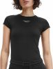 Calvin Klein Zwarte T shirt Stacked Logo Tight Tee online kopen