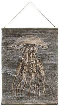 HKliving Vintage Linnen/Papier 60 x cm Jellyfish -